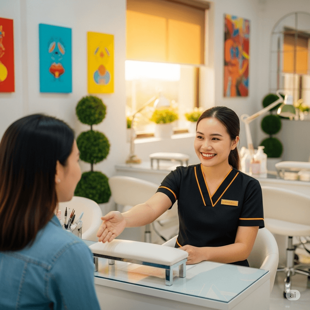 Nail salon scene (illustration)