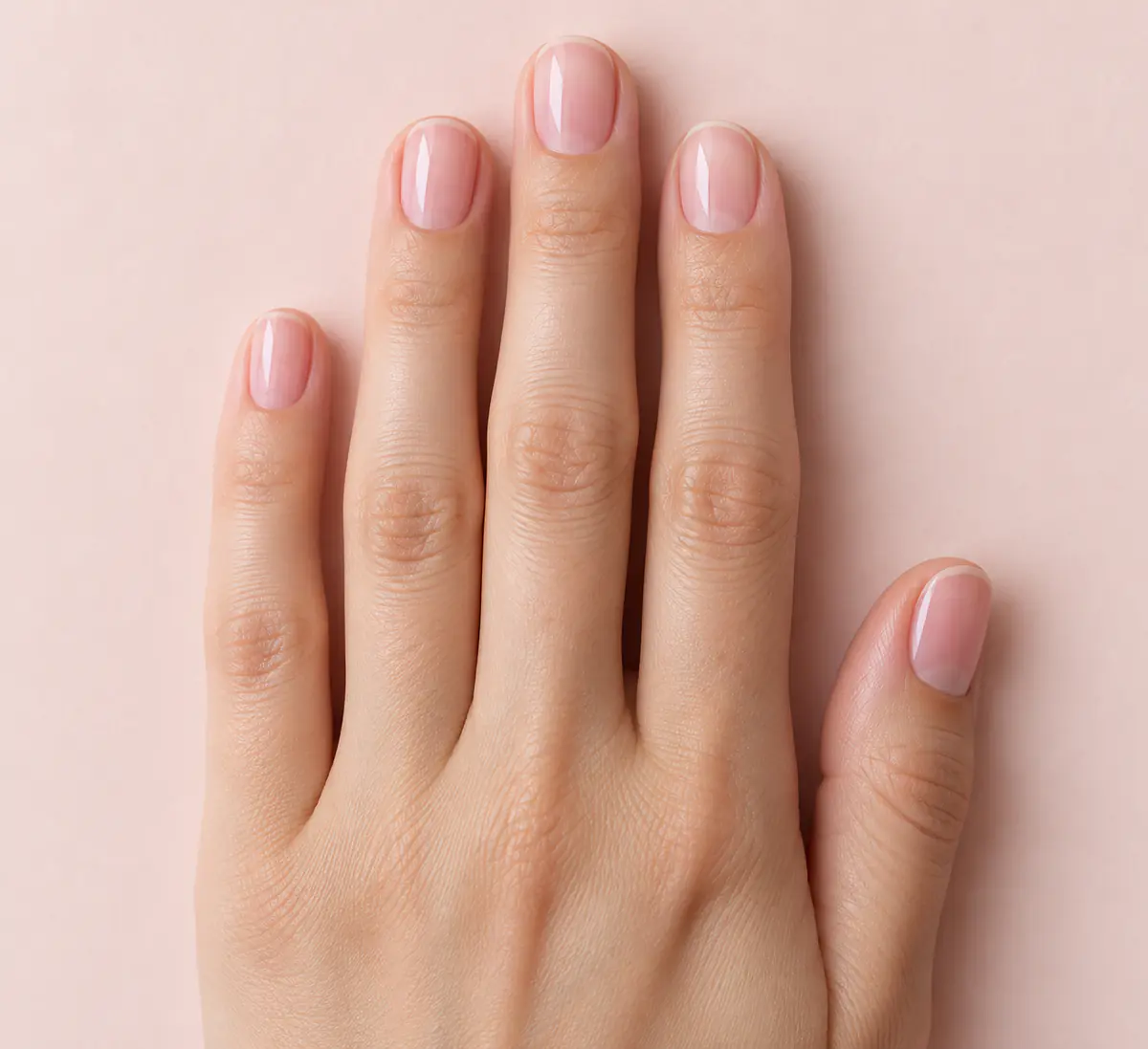 Short sheer pink bridal nail style idea